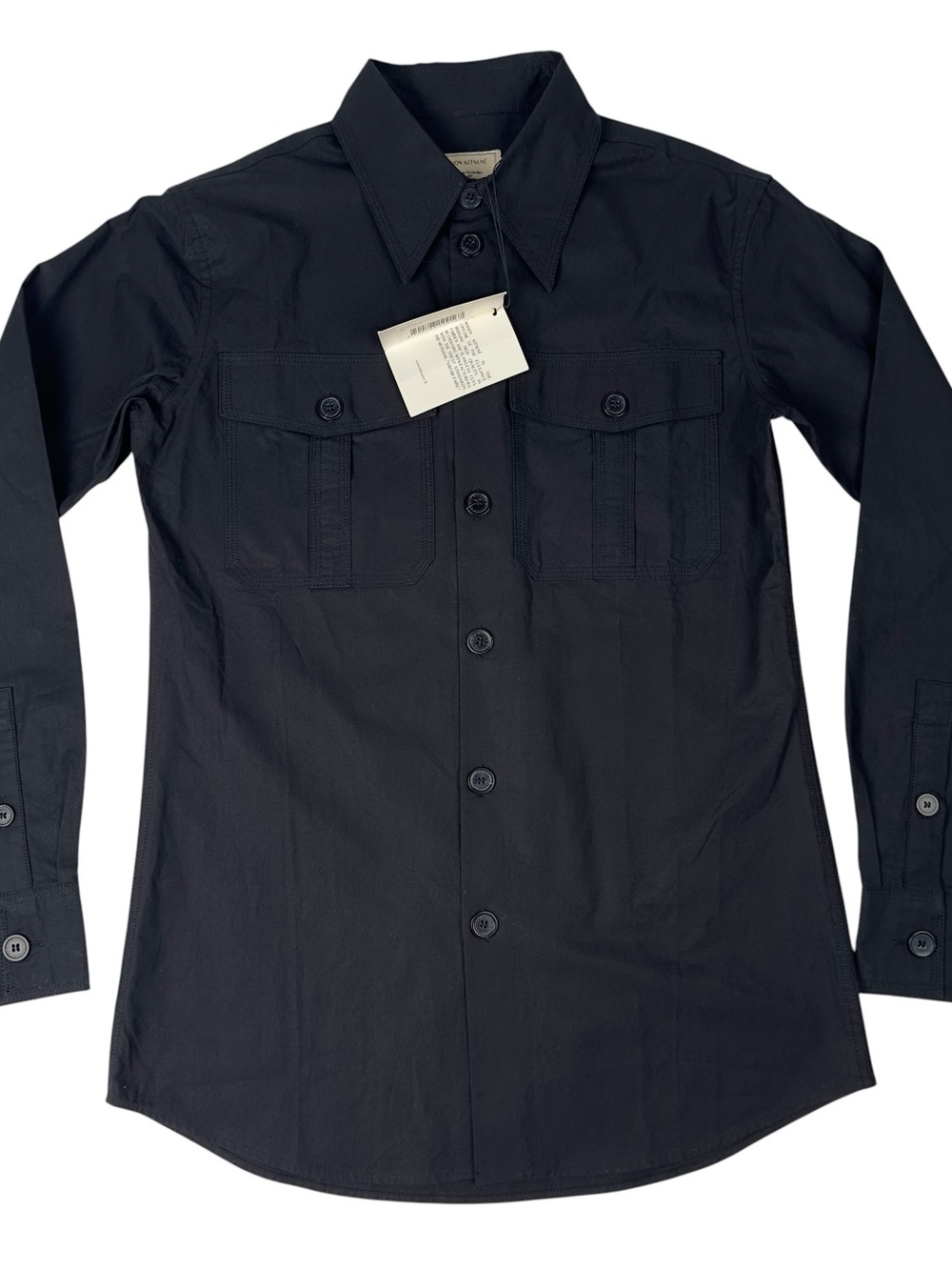 Maison Kitsune Paris Mens Black Button Down Shirt Small Utility Overshirt NWT